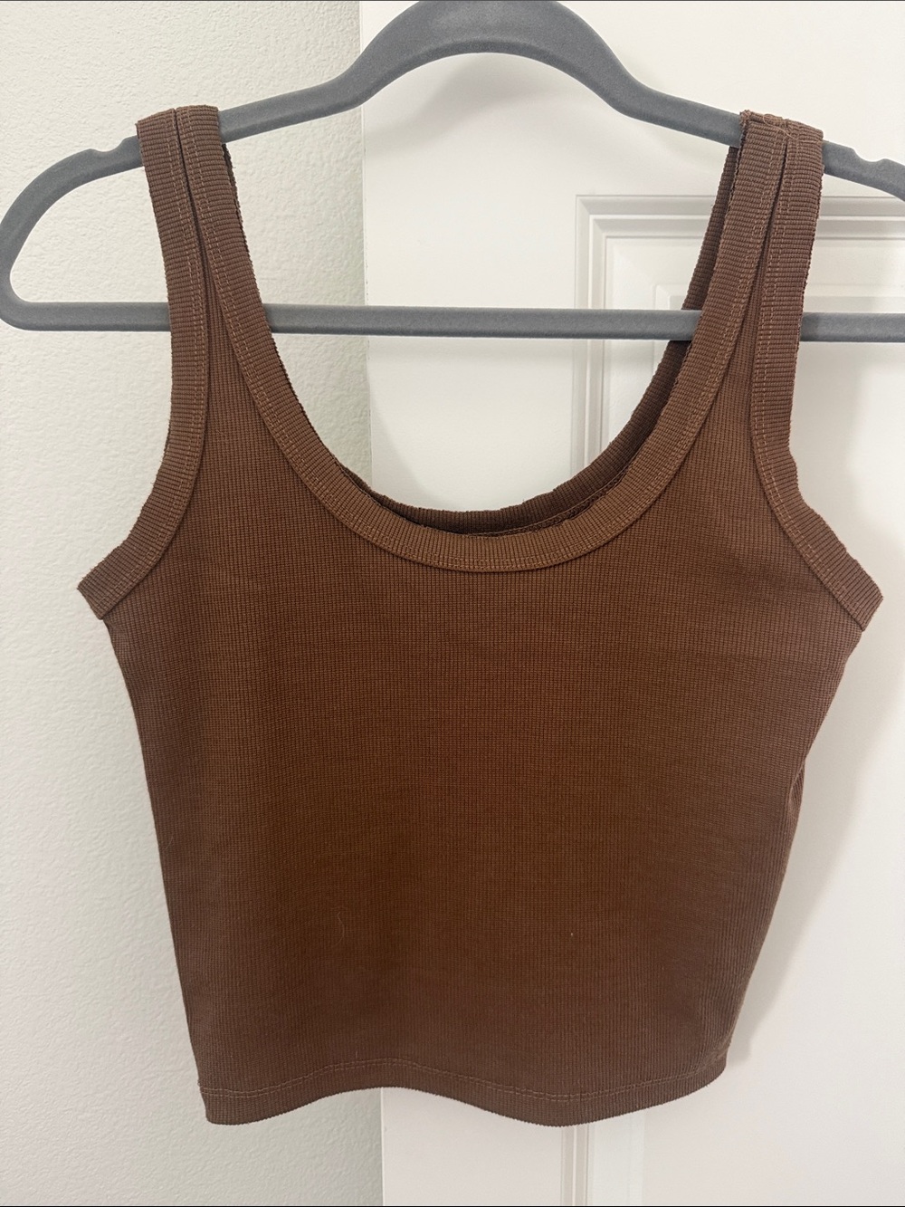 Angie Brown Ribbed Tank Top - Women's Sleeveless Crop